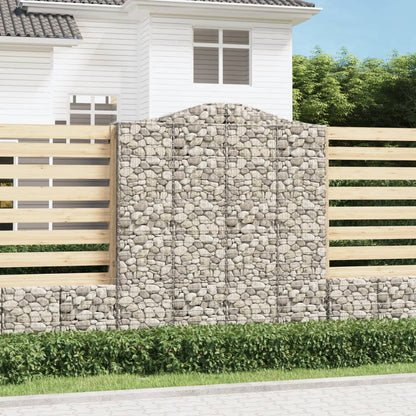 vidaXL Arched Gabion Baskets 2 pcs 200x50x220/240 cm Galvanised Iron 1