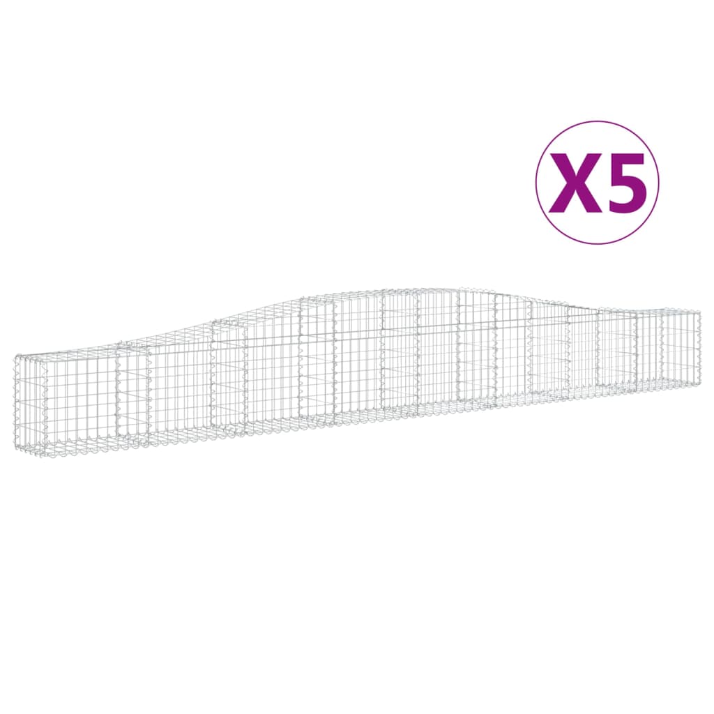 vidaXL Arched Gabion Baskets 5 pcs 400x30x40/60 cm Galvanised Iron 2
