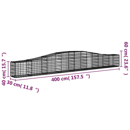 vidaXL Arched Gabion Baskets 5 pcs 400x30x40/60 cm Galvanised Iron 6