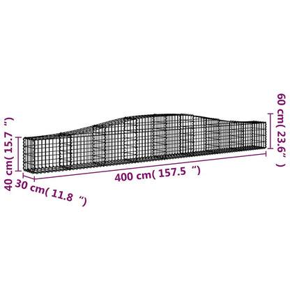 Arched Gabion Baskets Galvanised Iron 9 pcs 400 x 30 x 40/60 cm – 400 x 50 x 220/240 cm 400 x 30 x 40/60 cm
