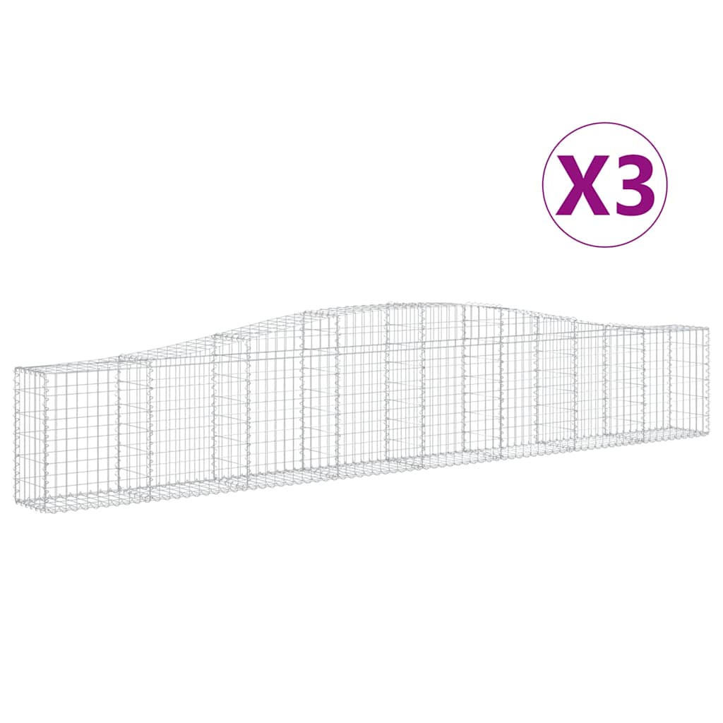 vidaXL Arched Gabion Baskets 3 pcs 400x30x60/80 cm Galvanised Iron 2