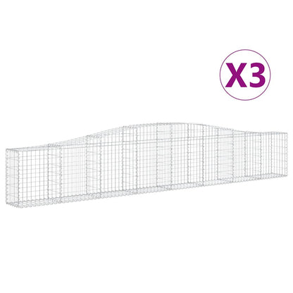 vidaXL Arched Gabion Baskets 3 pcs 400x30x60/80 cm Galvanised Iron 2