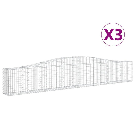 vidaXL Arched Gabion Baskets 3 pcs 400x30x60/80 cm Galvanised Iron 2