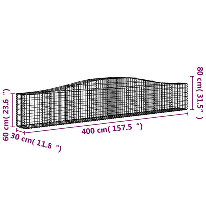vidaXL Arched Gabion Baskets 3 pcs 400x30x60/80 cm Galvanised Iron 6
