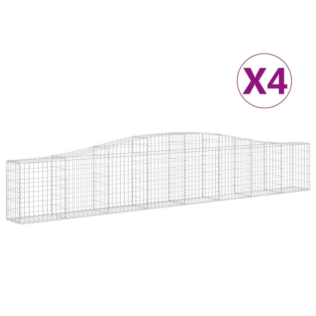 vidaXL Arched Gabion Baskets 4 pcs 400x30x60/80 cm Galvanised Iron 2