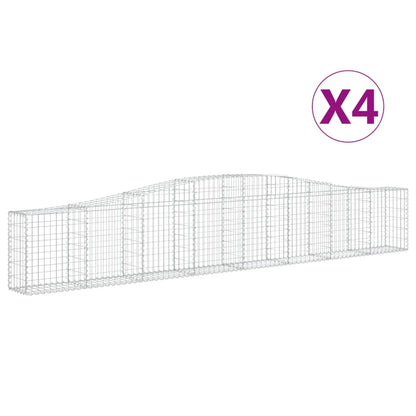 vidaXL Arched Gabion Baskets 4 pcs 400x30x60/80 cm Galvanised Iron 2