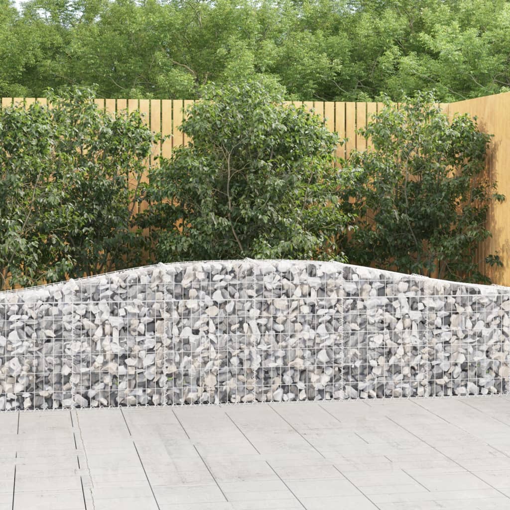 vidaXL Arched Gabion Baskets 4 pcs 400x30x60/80 cm Galvanised Iron 1