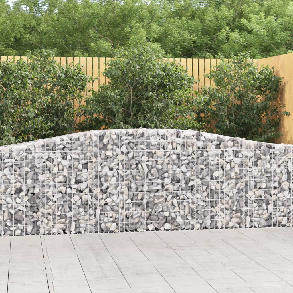 vidaXL Arched Gabion Baskets 4 pcs 400x30x80/100 cm Galvanised Iron 1