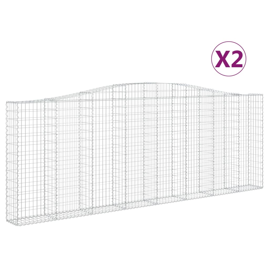 vidaXL Arched Gabion Baskets 2 pcs 400x30x140/160 cm Galvanised Iron 2