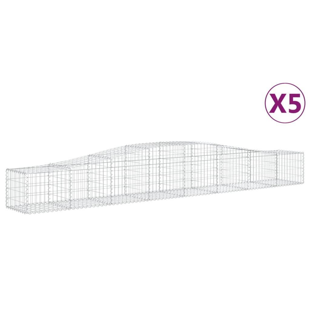 vidaXL Arched Gabion Baskets 5 pcs 400x50x40/60 cm Galvanised Iron 2