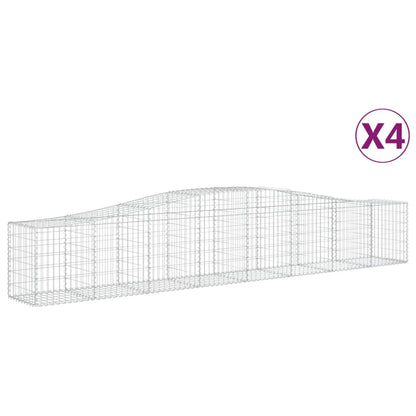 vidaXL Arched Gabion Baskets 4 pcs 400x50x60/80 cm Galvanised Iron 2