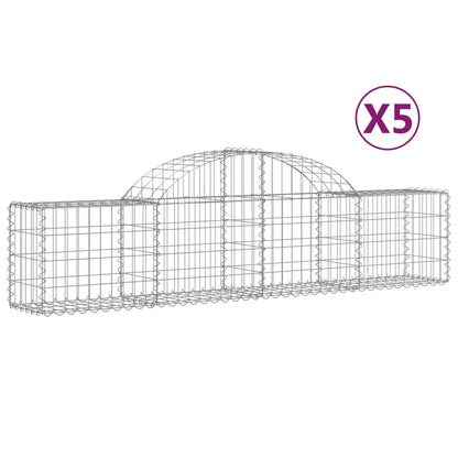 vidaXL Arched Gabion Baskets 5 pcs 200x30x40/60 cm Galvanised Iron 2