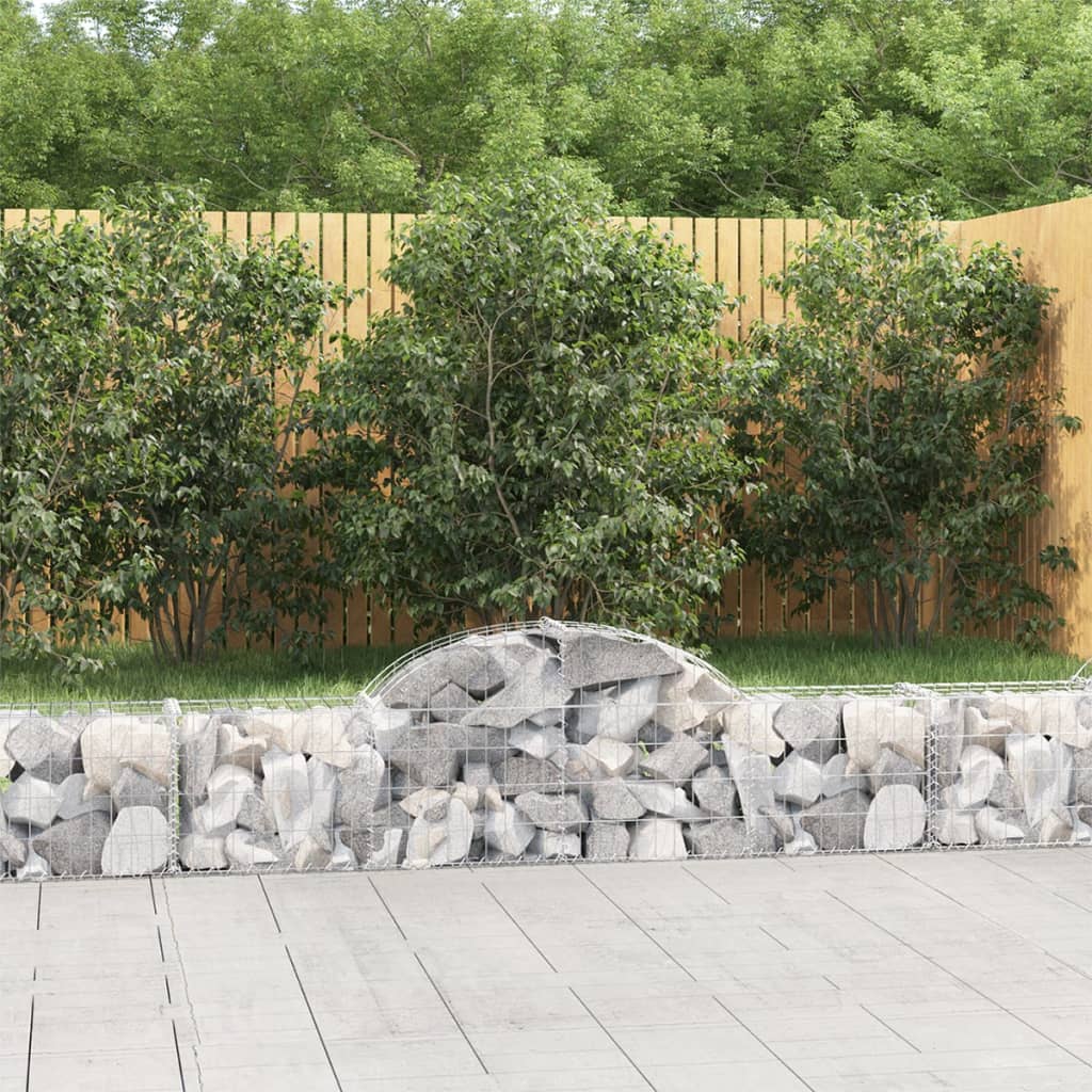 vidaXL Arched Gabion Baskets 5 pcs 200x30x40/60 cm Galvanised Iron 1