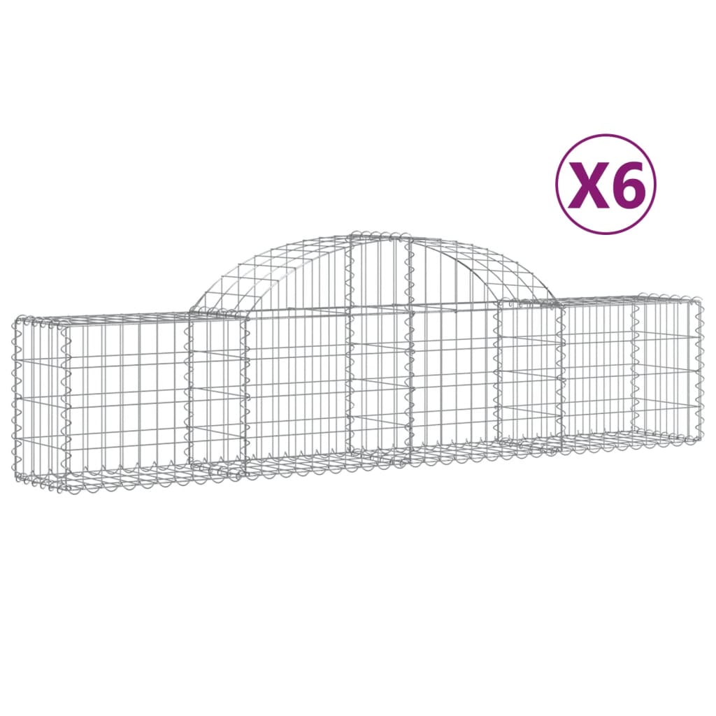 vidaXL Arched Gabion Baskets 6 pcs 200x30x40/60 cm Galvanised Iron 2