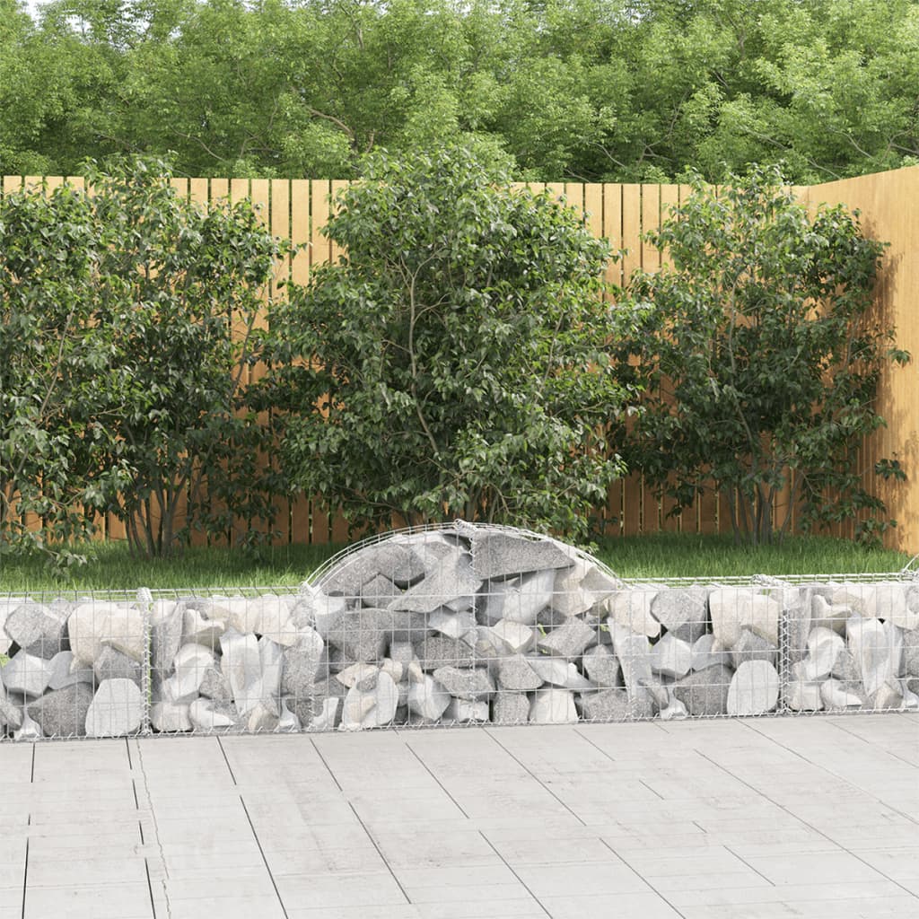 vidaXL Arched Gabion Baskets 7 pcs 200x30x40/60 cm Galvanised Iron 1