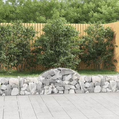 vidaXL Arched Gabion Baskets 7 pcs 200x30x40/60 cm Galvanised Iron 1