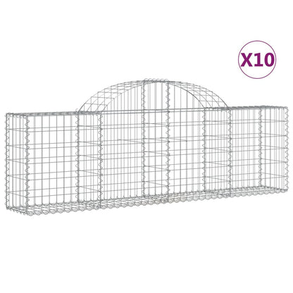 vidaXL Arched Gabion Baskets 10 pcs 200x30x60/80 cm Galvanised Iron 2
