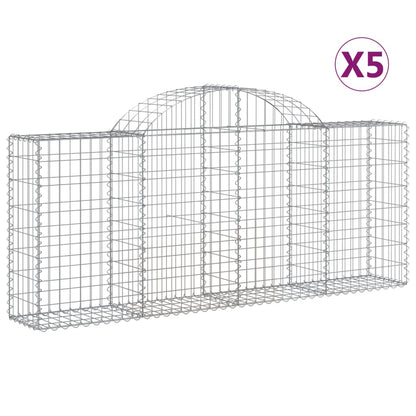 vidaXL Arched Gabion Baskets 5 pcs 200x30x80/100 cm Galvanised Iron 2