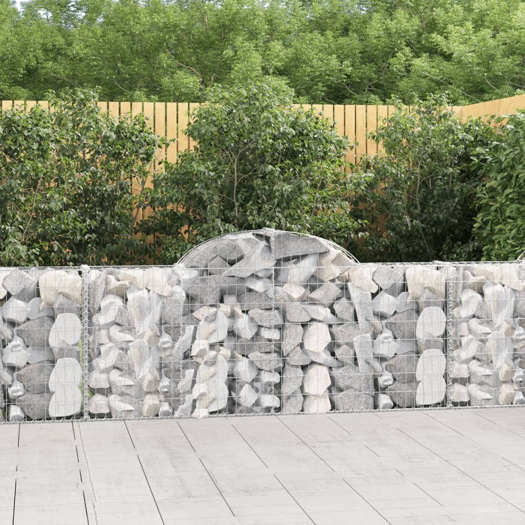 vidaXL Arched Gabion Baskets 5 pcs 200x30x80/100 cm Galvanised Iron 1