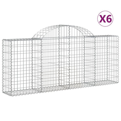 vidaXL Arched Gabion Baskets 6 pcs 200x30x80/100 cm Galvanised Iron 2