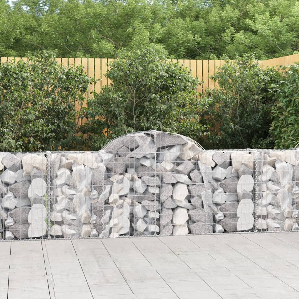 vidaXL Arched Gabion Baskets 6 pcs 200x30x80/100 cm Galvanised Iron 1