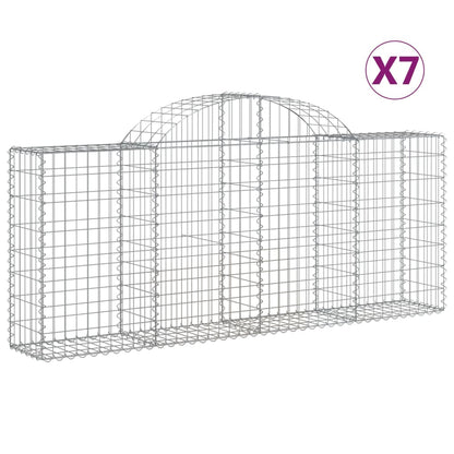 vidaXL Arched Gabion Baskets 7 pcs 200x30x80/100 cm Galvanised Iron 2