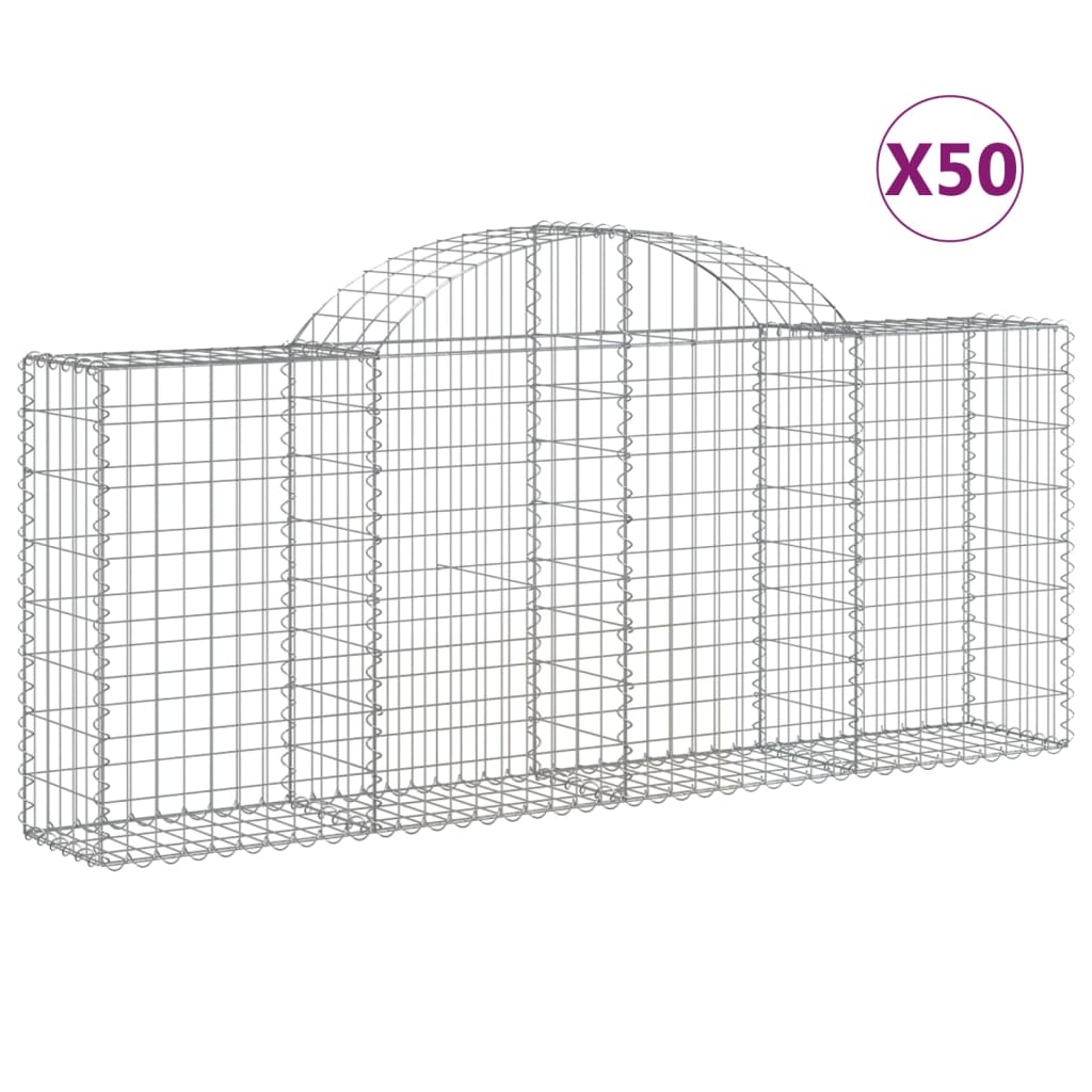 Arched Gabion Baskets Galvanised Iron 50 pcs 200 x 30 x 80/100 cm