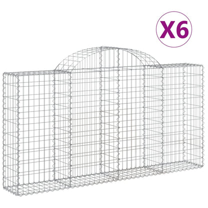 vidaXL Arched Gabion Baskets 6 pcs 200x30x100/120 cm Galvanised Iron 2