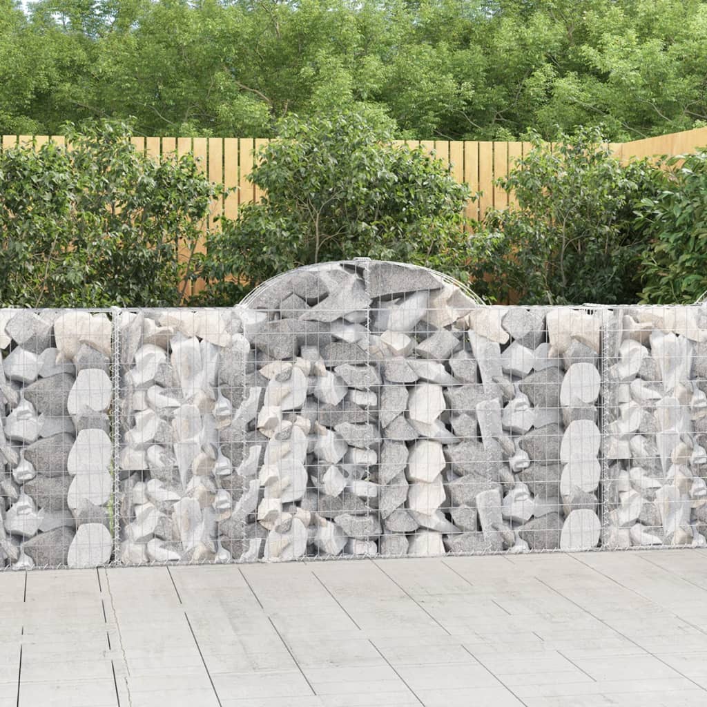 vidaXL Arched Gabion Baskets 6 pcs 200x30x100/120 cm Galvanised Iron 1