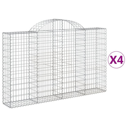vidaXL Arched Gabion Baskets 4 pcs 200x30x120/140 cm Galvanised Iron 2