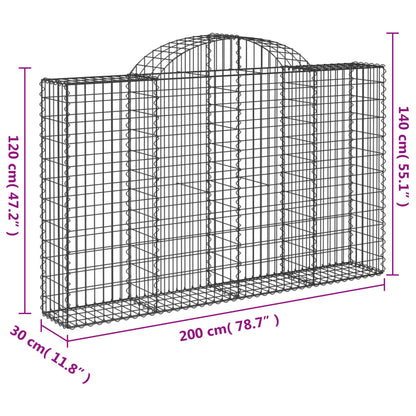 vidaXL Arched Gabion Baskets 4 pcs 200x30x120/140 cm Galvanised Iron 6