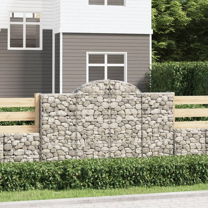 vidaXL Arched Gabion Baskets 4 pcs 200x30x120/140 cm Galvanised Iron 1