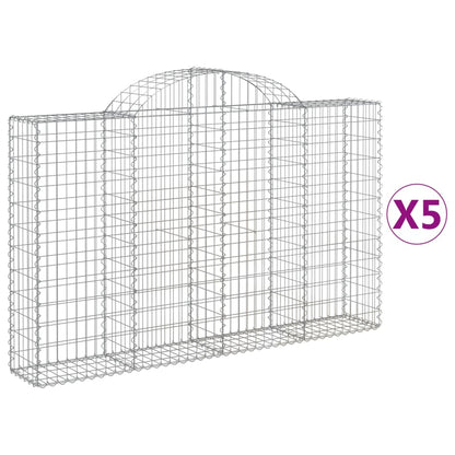 vidaXL Arched Gabion Baskets 5 pcs 200x30x120/140 cm Galvanised Iron 2