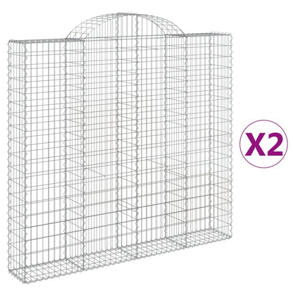 vidaXL Arched Gabion Baskets 2 pcs 200x30x180/200 cm Galvanised Iron 2