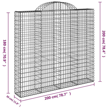 vidaXL Arched Gabion Baskets 2 pcs 200x30x180/200 cm Galvanised Iron 6