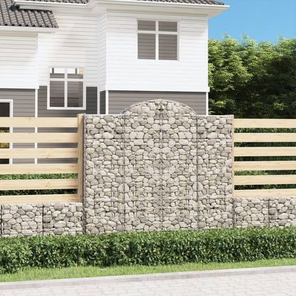 vidaXL Arched Gabion Baskets 2 pcs 200x30x180/200 cm Galvanised Iron 1