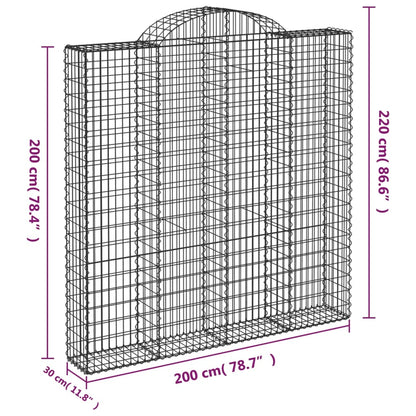 vidaXL Arched Gabion Baskets 3 pcs 200x30x200/220 cm Galvanised Iron 6