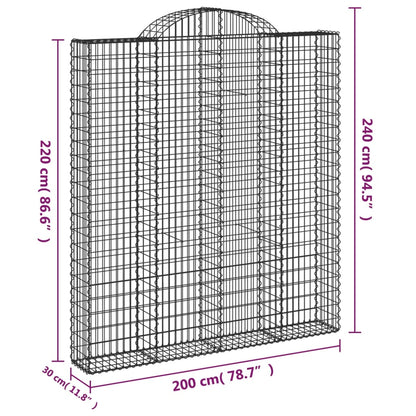 vidaXL Arched Gabion Baskets 3 pcs 200x30x220/240 cm Galvanised Iron 6