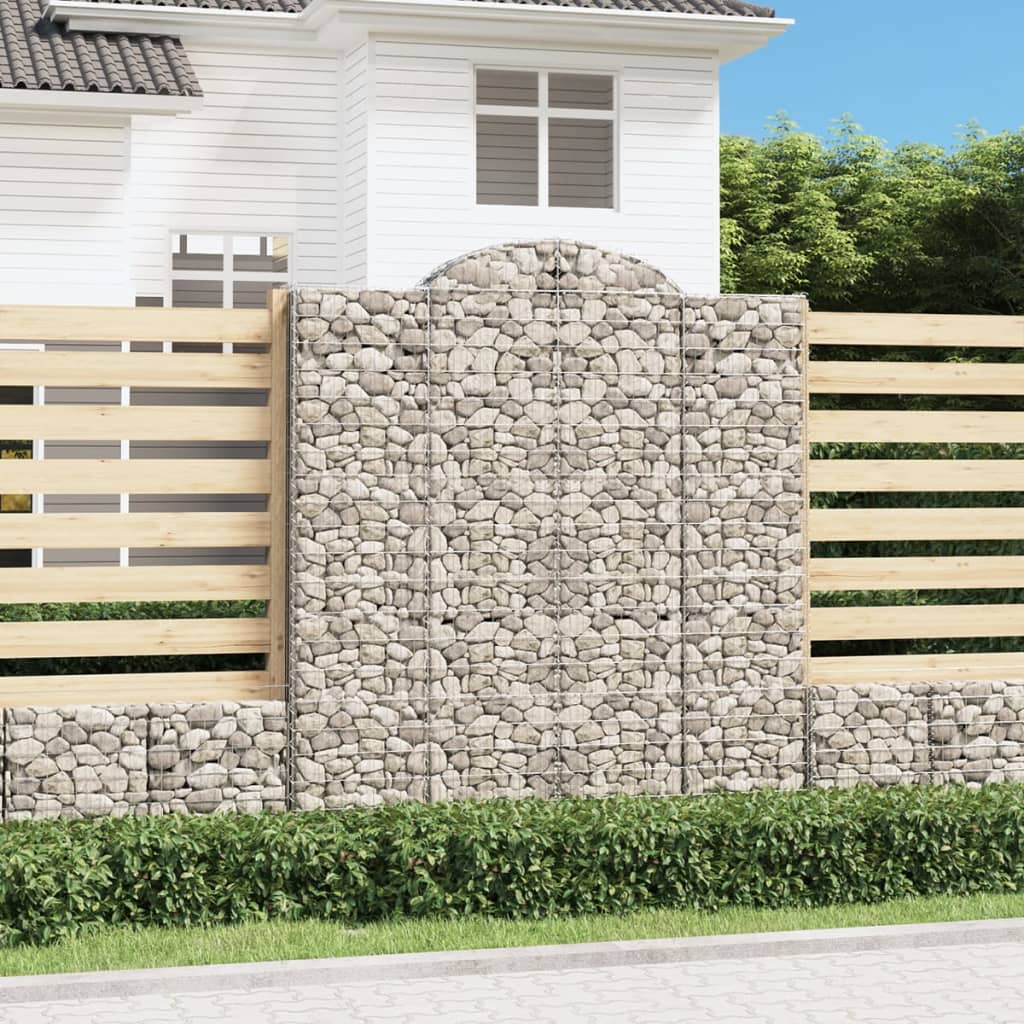 vidaXL Arched Gabion Baskets 3 pcs 200x30x220/240 cm Galvanised Iron 1
