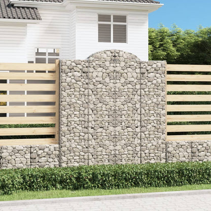 vidaXL Arched Gabion Baskets 3 pcs 200x30x220/240 cm Galvanised Iron 1