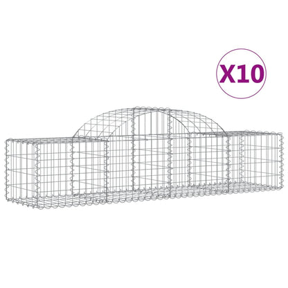 vidaXL Arched Gabion Baskets 10 pcs 200x50x40/60 cm Galvanised Iron 2