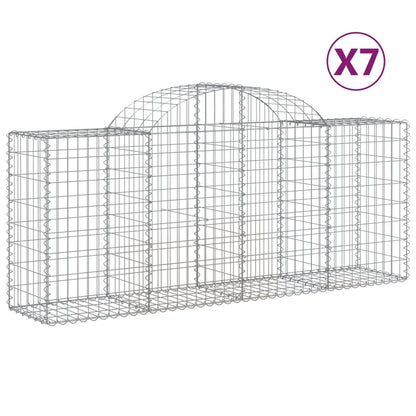 vidaXL Arched Gabion Baskets 7 pcs 200x50x80/100 cm Galvanised Iron 2