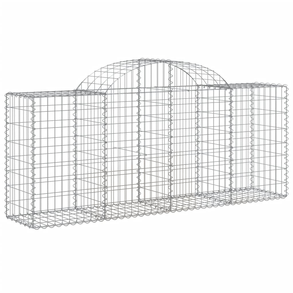 vidaXL Arched Gabion Baskets 7 pcs 200x50x80/100 cm Galvanised Iron 3
