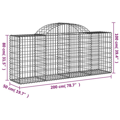vidaXL Arched Gabion Baskets 7 pcs 200x50x80/100 cm Galvanised Iron 6
