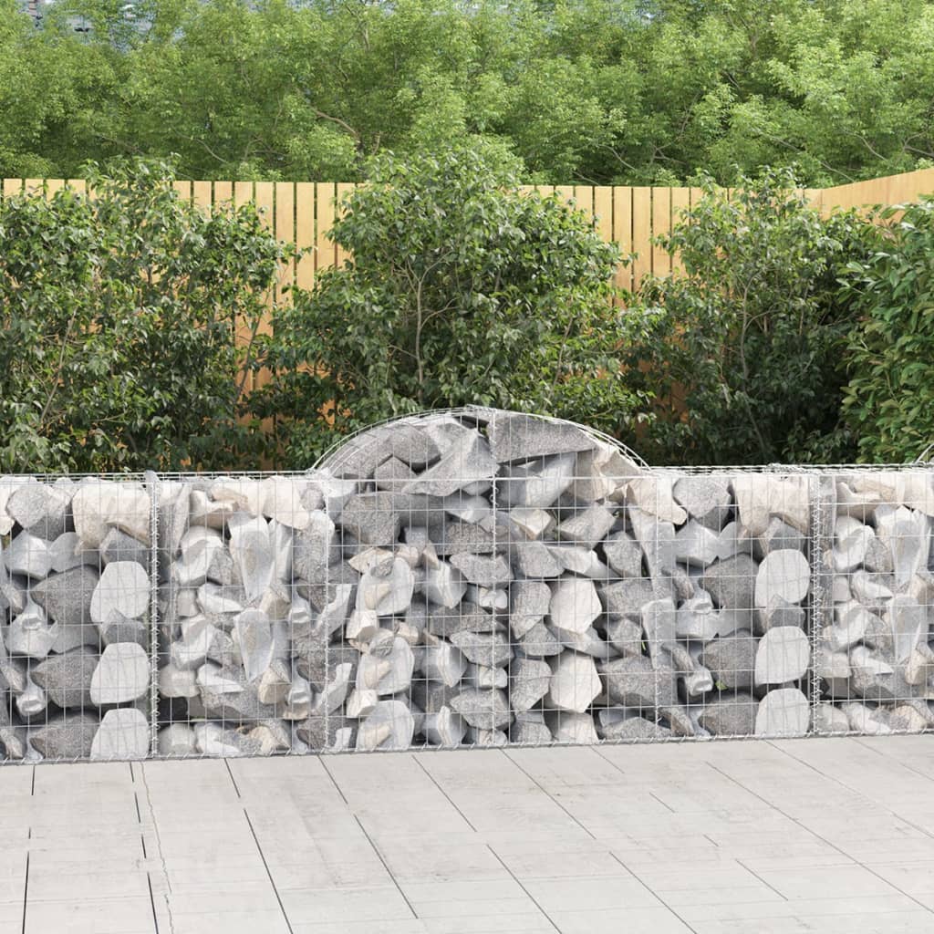 vidaXL Arched Gabion Baskets 7 pcs 200x50x80/100 cm Galvanised Iron 1