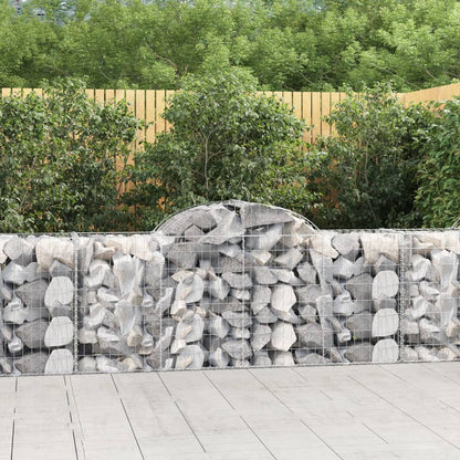 vidaXL Arched Gabion Baskets 7 pcs 200x50x80/100 cm Galvanised Iron 1