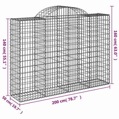 vidaXL Arched Gabion Baskets 5 pcs 200x50x140/160 cm Galvanised Iron 6
