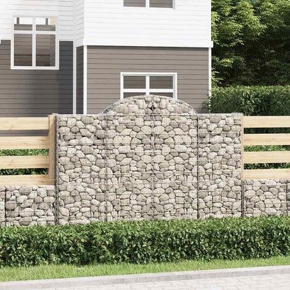 vidaXL Arched Gabion Baskets 5 pcs 200x50x140/160 cm Galvanised Iron 1