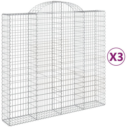 vidaXL Arched Gabion Baskets 3 pcs 200x50x180/200 cm Galvanised Iron 2