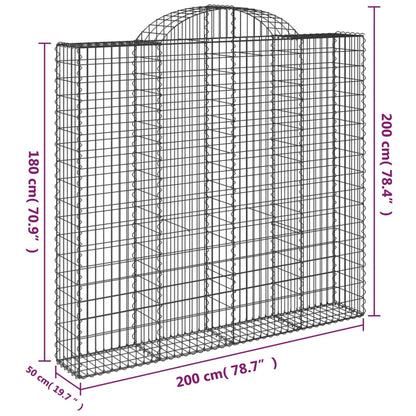vidaXL Arched Gabion Baskets 3 pcs 200x50x180/200 cm Galvanised Iron 6